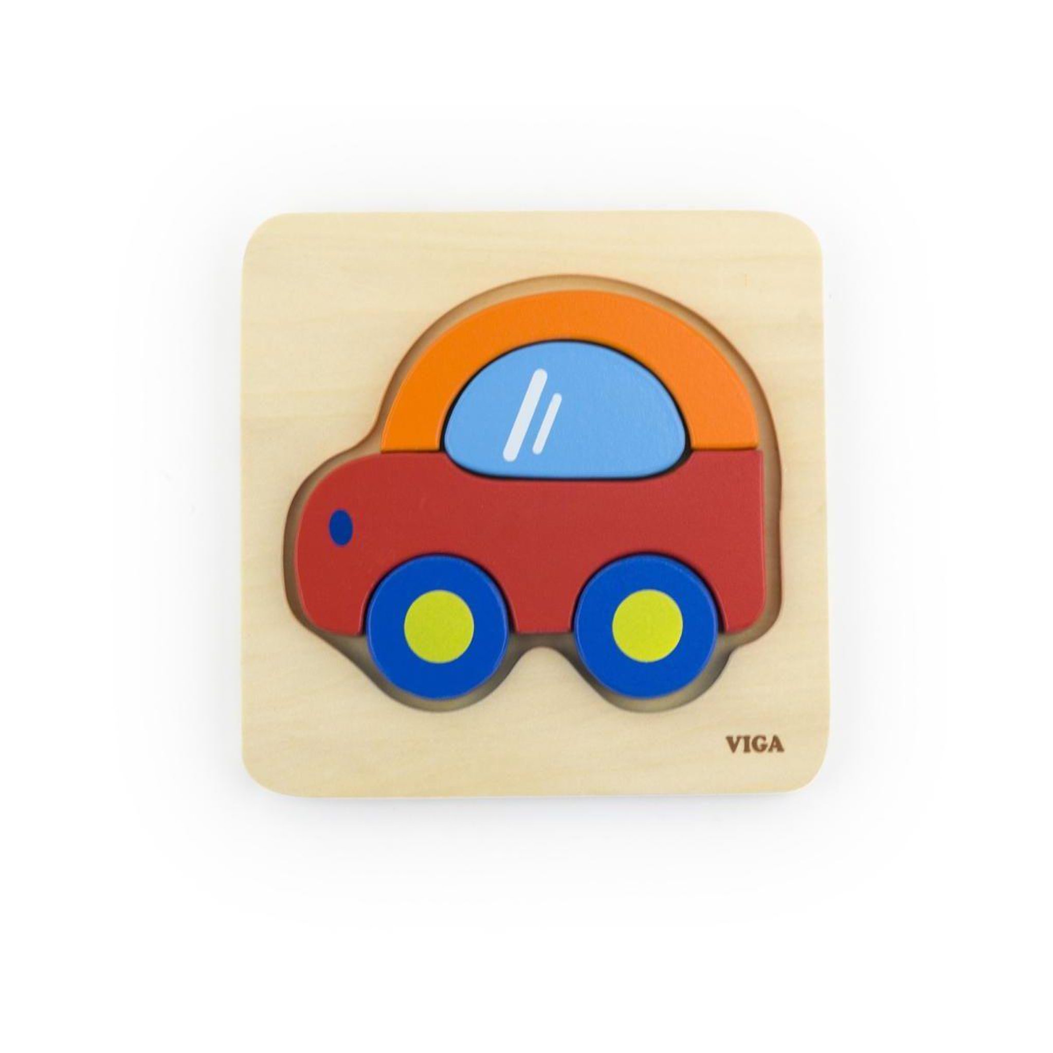 VIGA Puzzle en bois  50172 - mes premiers puzzles, la voiture