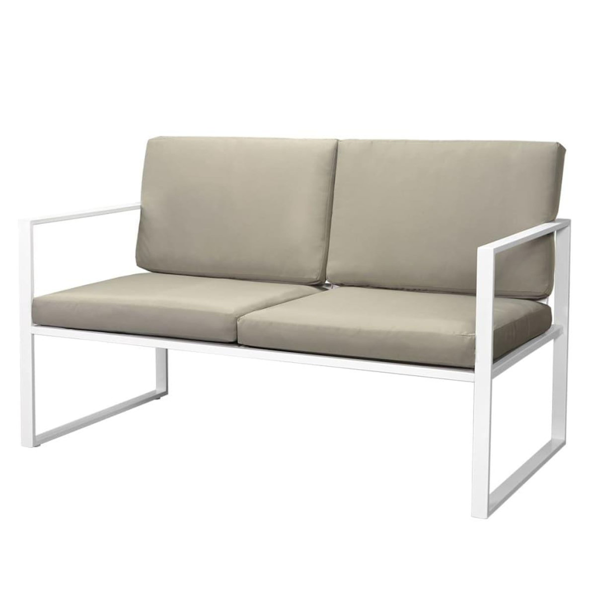 VIDAXL Salon de jardin 4 pcs avec coussins Acier Blanc