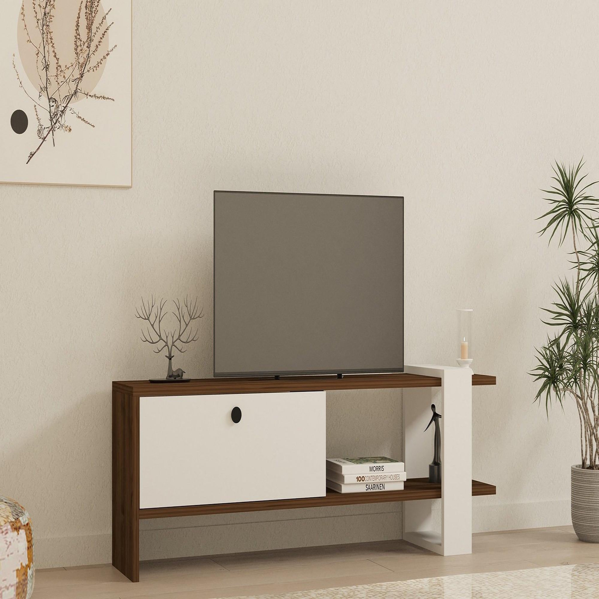 Voir la diapositive 2 : Habitat et Jardin Meuble tv en bois  gaye  - 120 x 25 x 36 cm - blanc