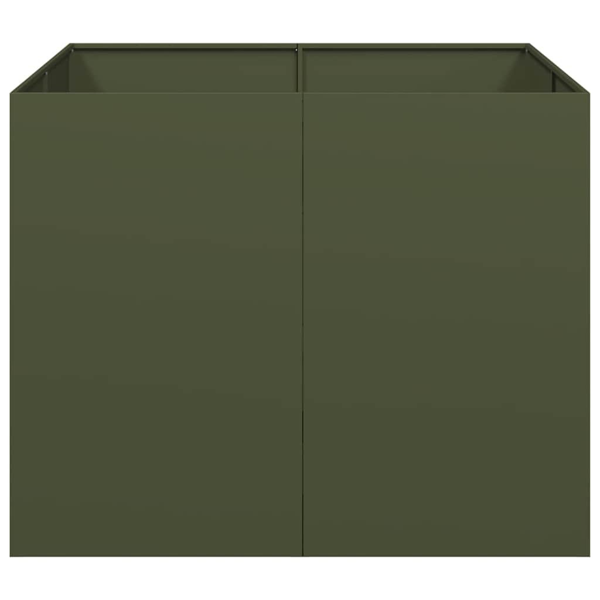 Voir la diapositive 4 : VIDAXL Jardiniere vert olive 100x100x80 cm acier