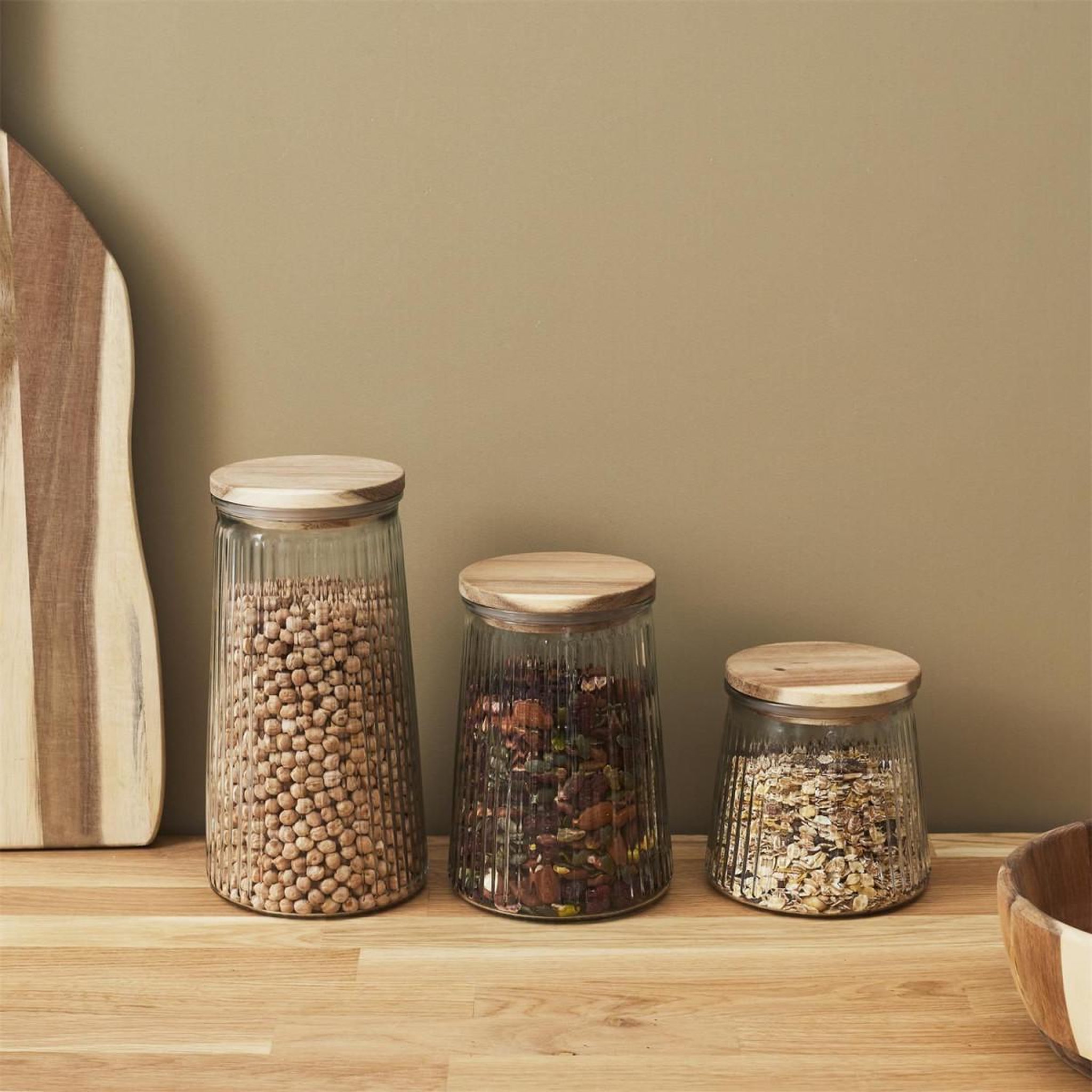 Voir la diapositive 3 : COOK CONCEPT Bocal en verre design  acacia  95cl transparent