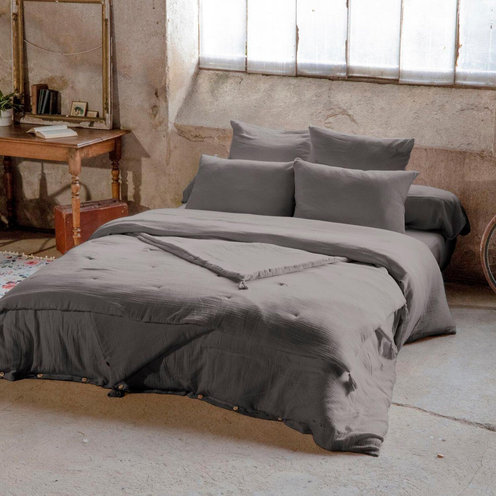 Voir la diapositive 2 : Home collection Taie d'oreiller 100% gaze de coton