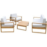 MARKET24 Salon de jardin en bois d'Acacia FSC - PALAWAN - 4 personnes - Coussins gris perle