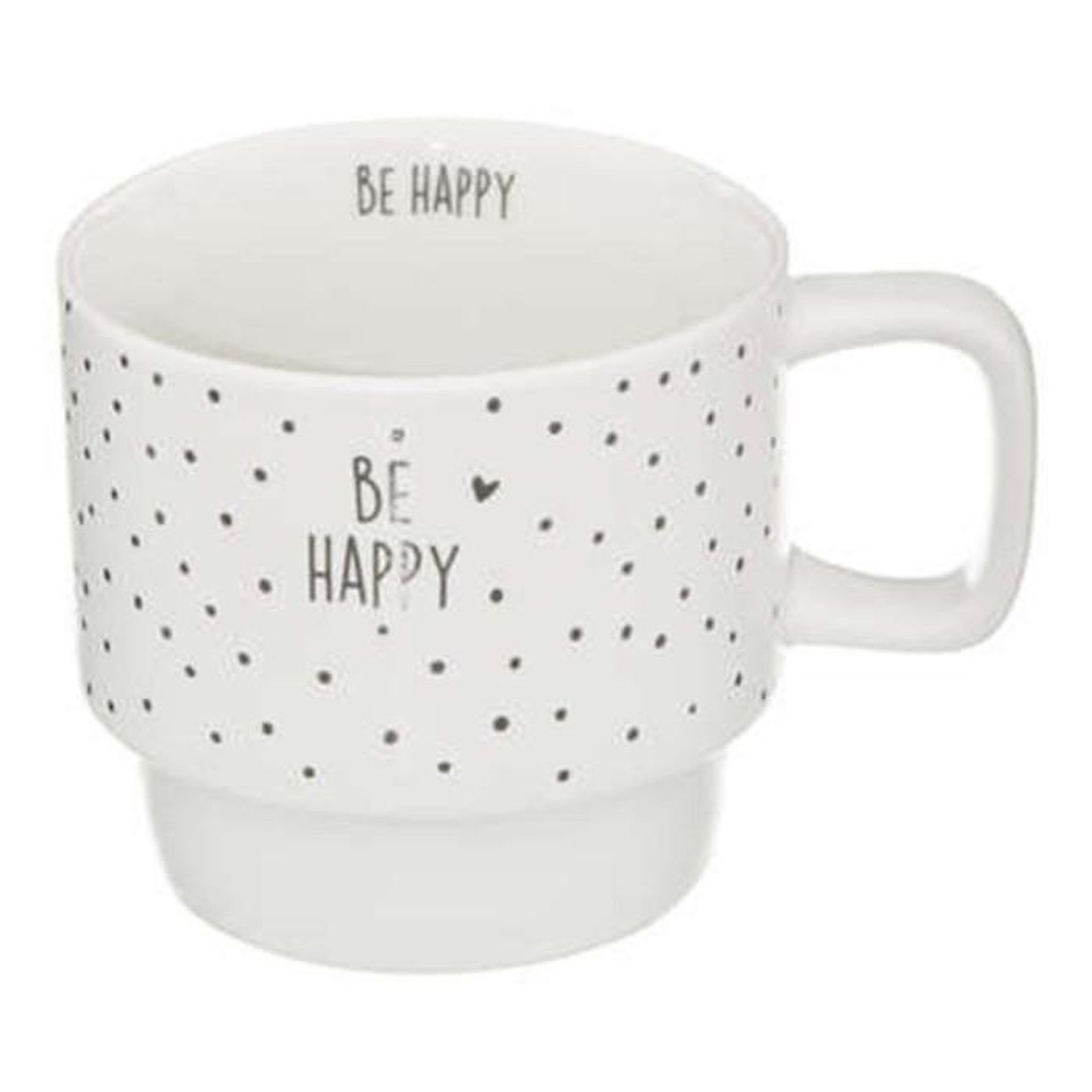 Voir la diapositive 4 : SECRET DE GOURMET Lot de 4 mugs sur rack  happy  22cl blanc