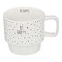 Voir la diapositive 4 : SECRET DE GOURMET Lot de 4 Mugs sur Rack  Happy  22cl Blanc