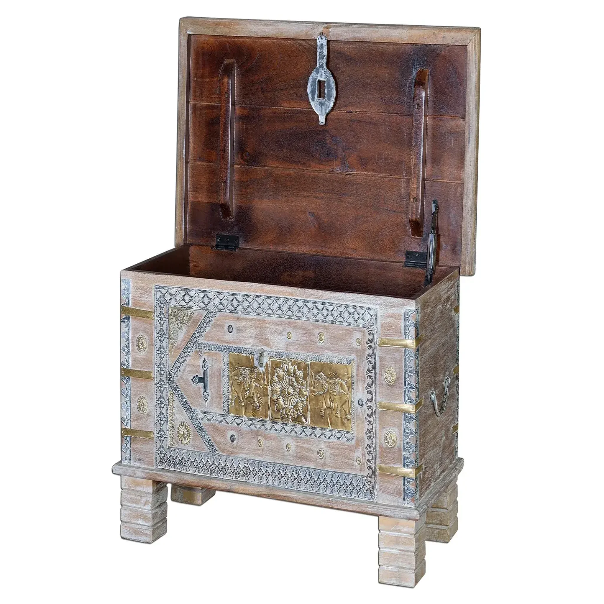 Voir la diapositive 3 : GINER Y COLOMER SL Coffre en bois de manguier massif 80 cm style rustique