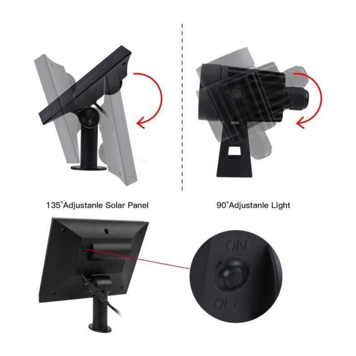 Lumisky Quatre spots solaires reliés ROUNDY Noir Plastique 200LM