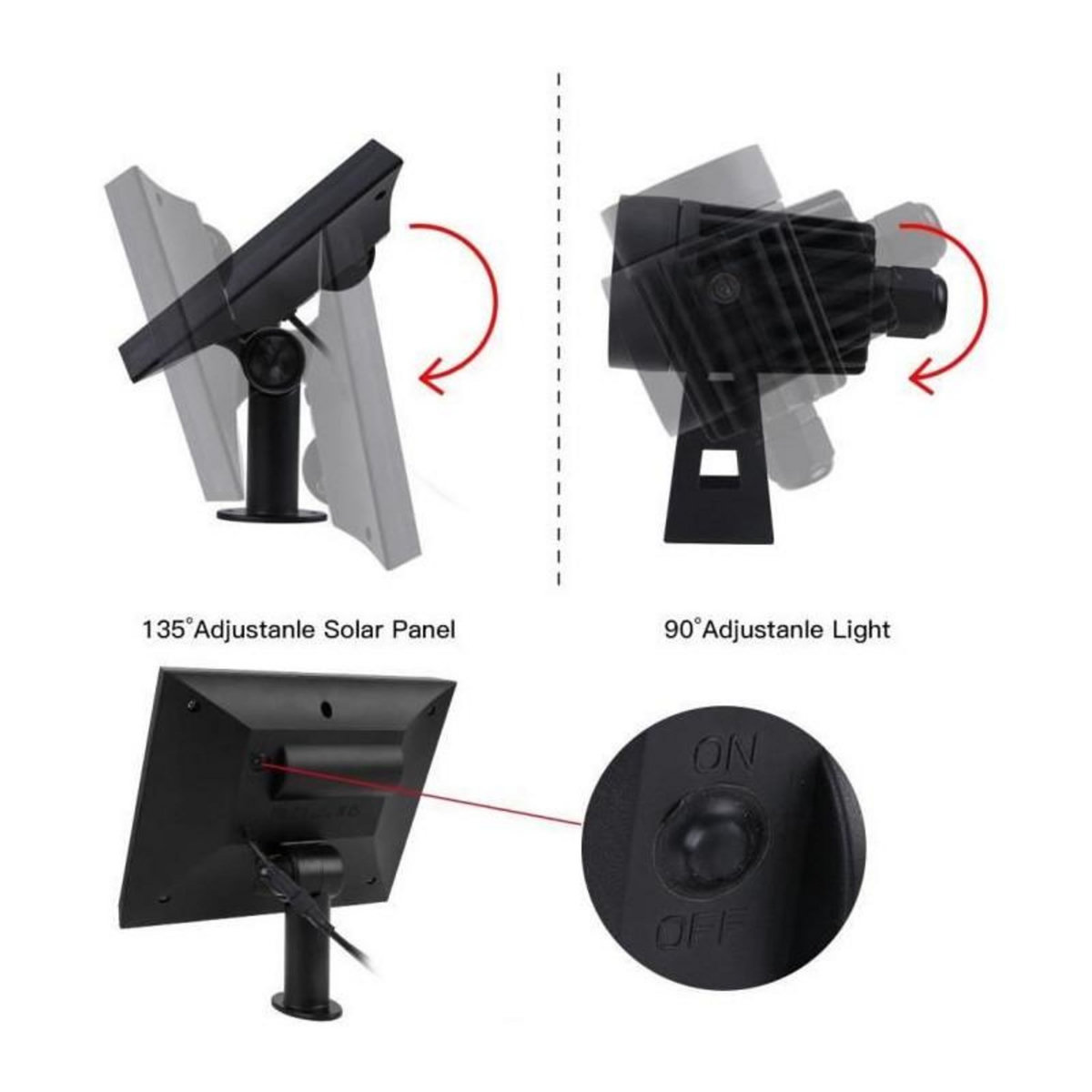 Lumisky Quatre spots solaires reliés ROUNDY Noir Plastique 200LM