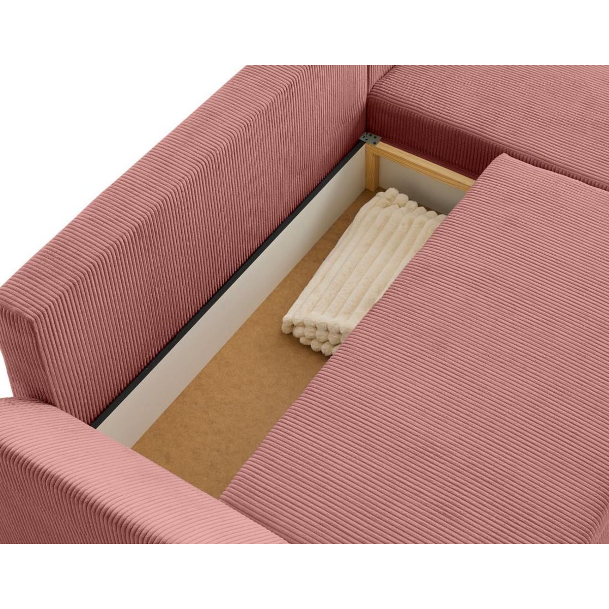 BEST MOBILIER Mike - canapé d'angle réversible - 4 places - convertible avec coffre - en velours côtelé