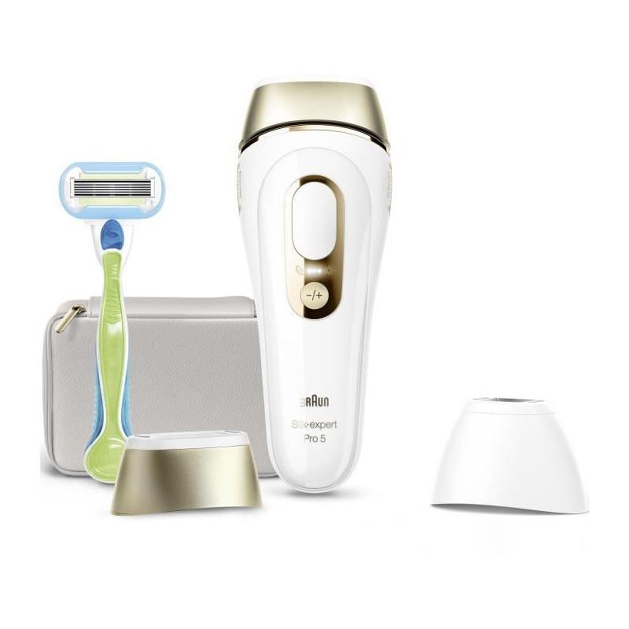 Voir la diapositive 2 : BRAUN Épilateur a Lumiere Pulsée - BRAUN - Silk·expert Pro 5 - Épilation a la maison - Pochette - Rasoir Venus - 2 Tetes - PL5152