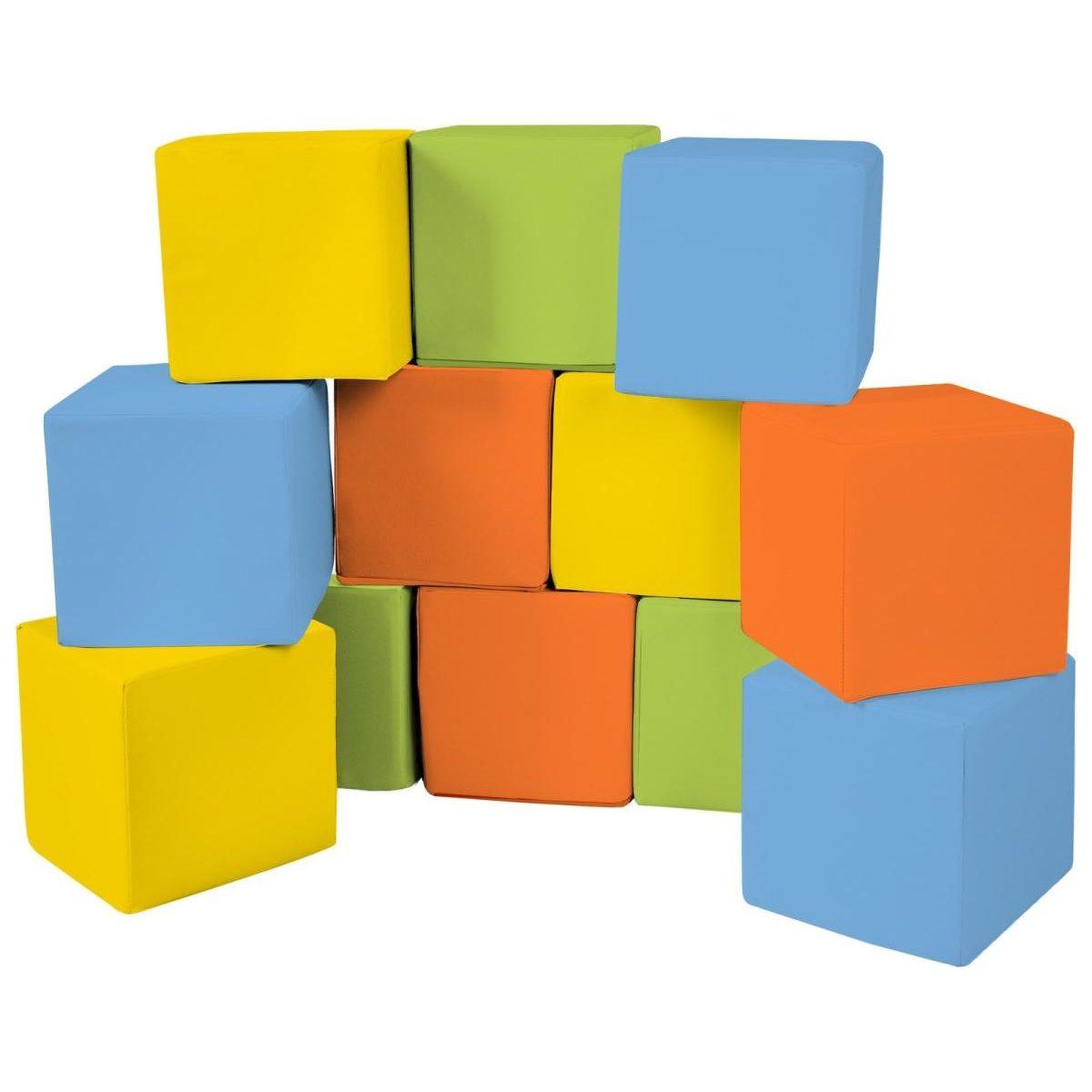 VELINDA Cubes - Lot de 12 blocs en mousse — jaune, vert, bleu, orange