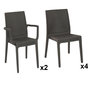 Voir la diapositive 2 : ARETA Lot de 4 chaises et de 2 fauteuils de jardin - Chocolat - URANO