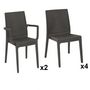 Voir la diapositive 2 : ARETA Lot de 4 chaises et de 2 fauteuils de jardin - Chocolat - URANO