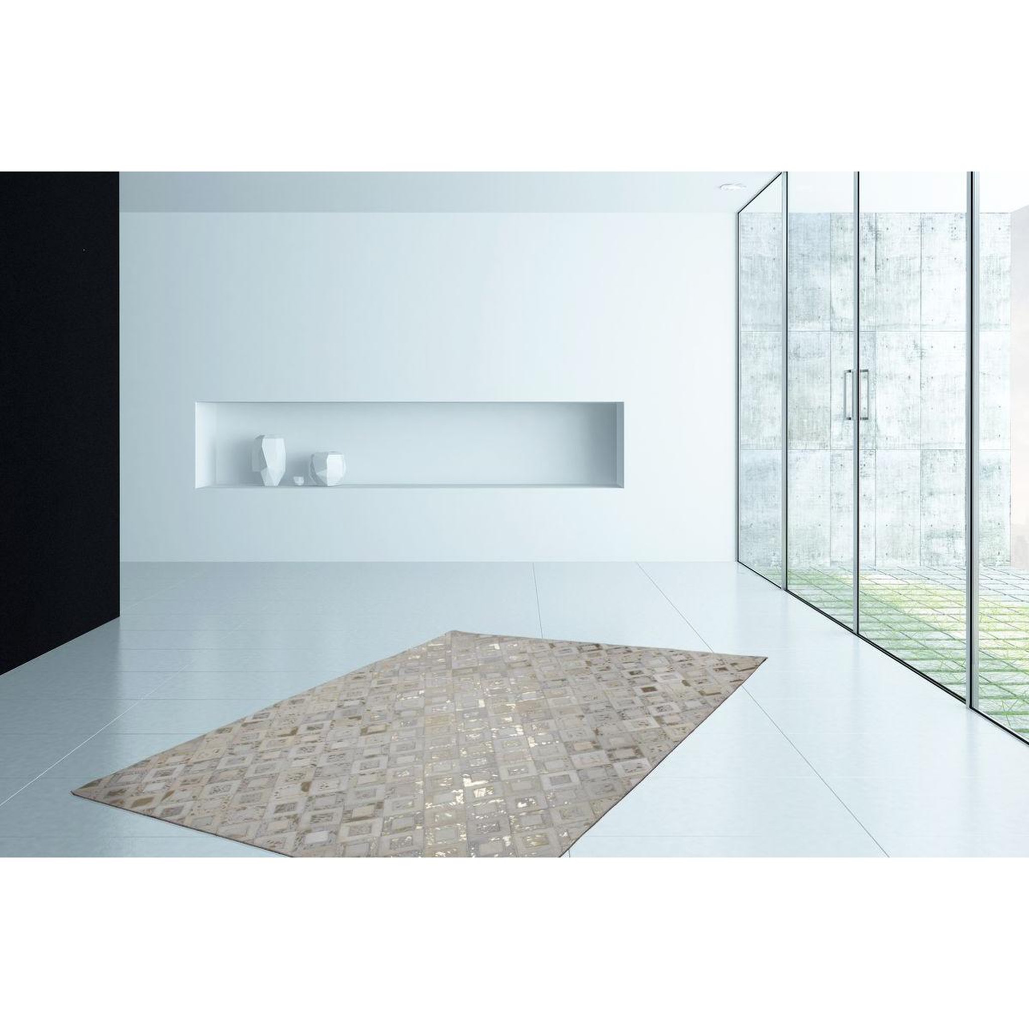 Voir la diapositive 2 : Paris Prix Tapis en cuir effet métallique  spark  ivoire & or
