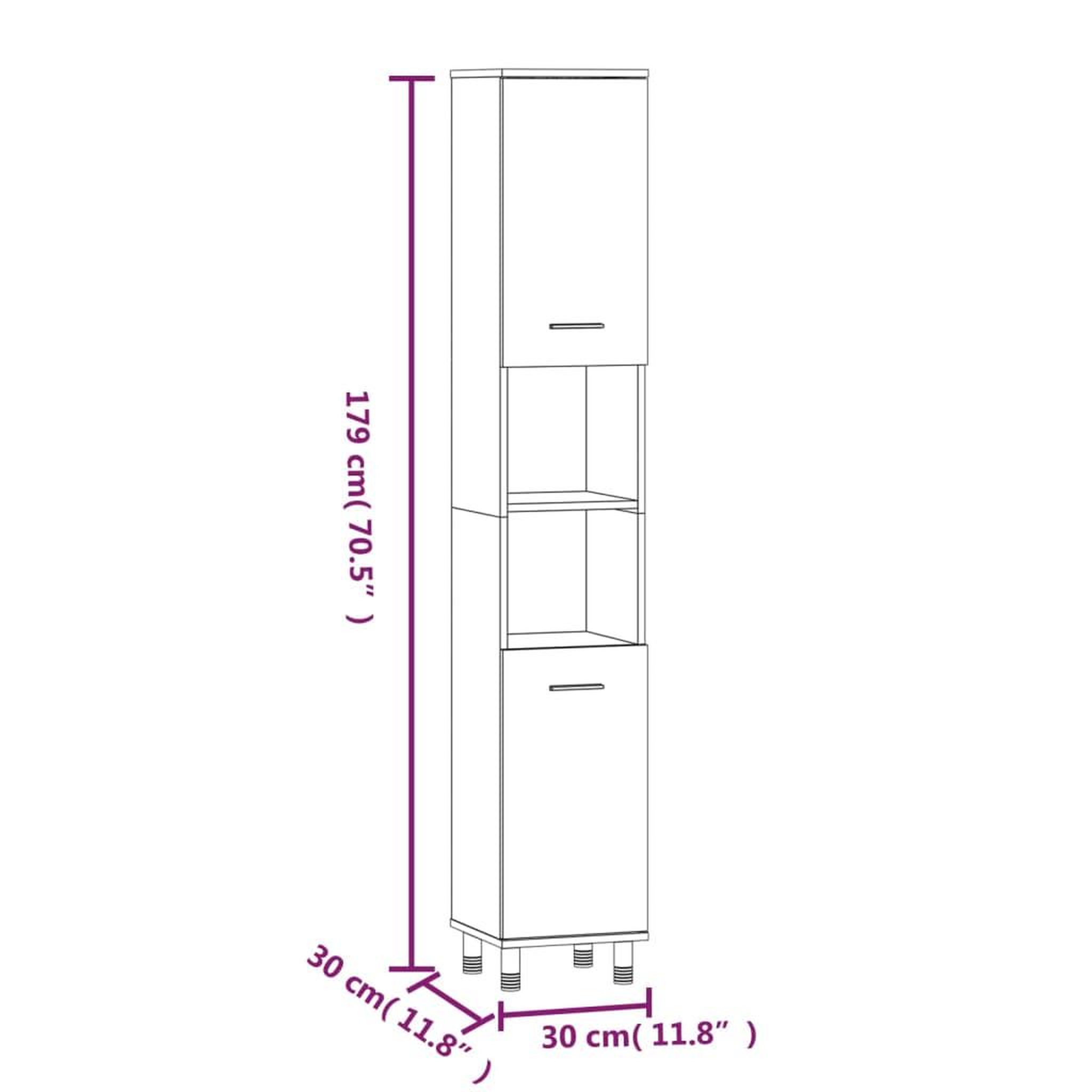 Voir la diapositive 6 : VIDAXL Armoire de bain Sonoma gris 30x30x179 cm Bois d'ingenierie