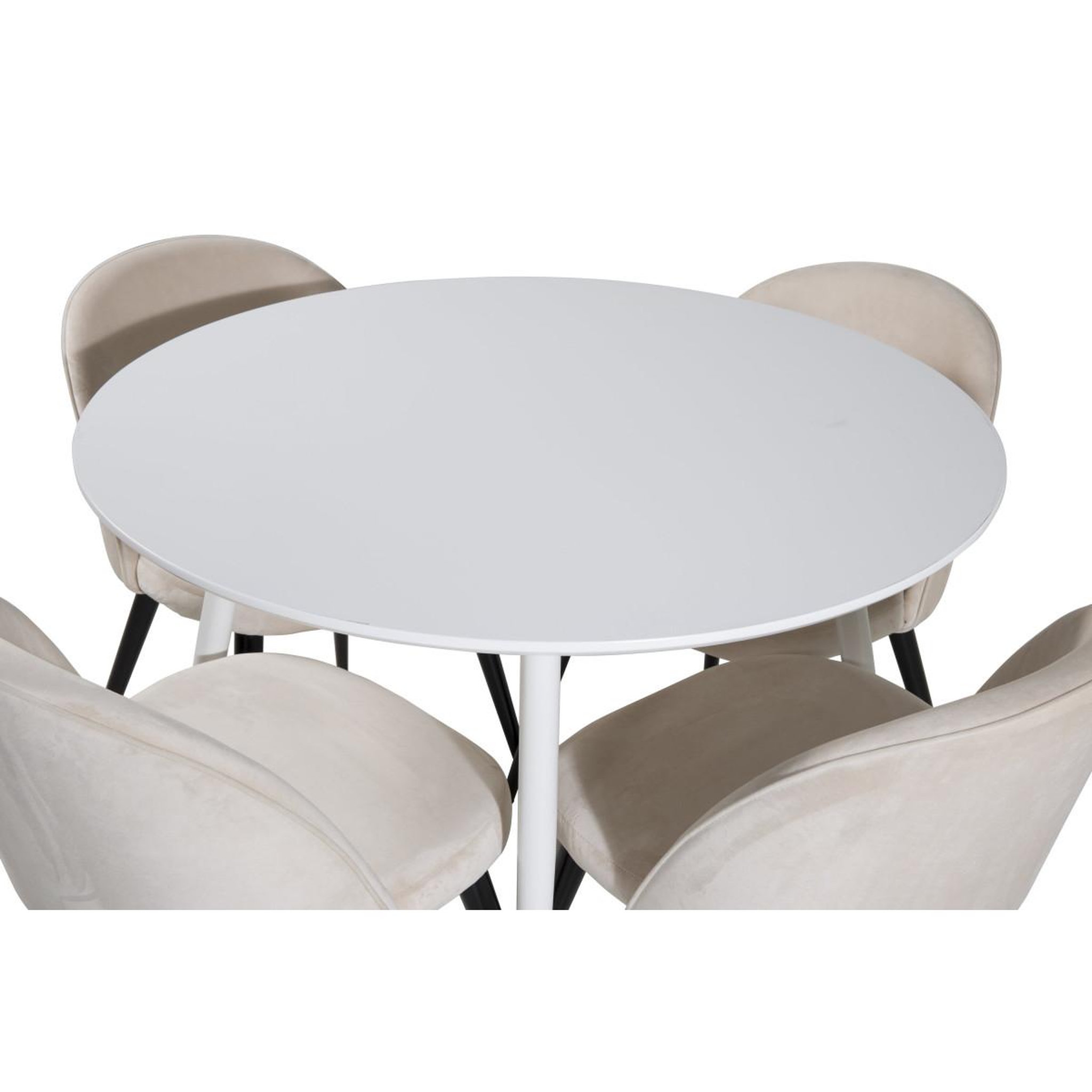 Voir la diapositive 3 : Paris Prix Ensemble table à manger & 4 chaises  plaza i & velvet  100cm blanc & beige