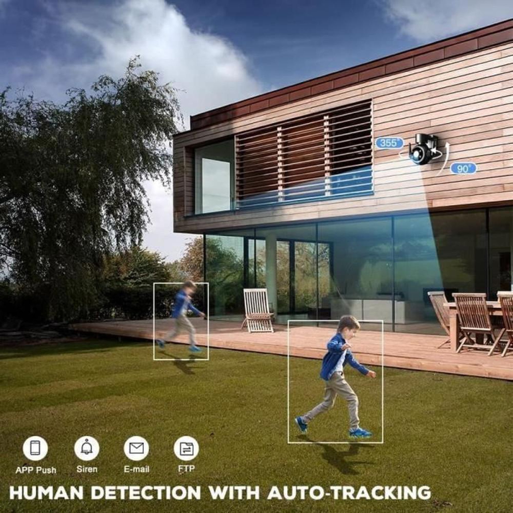 Voir la diapositive 4 : Caméra de surveillance extérieure WiFi 5MP Super HD, zoom optique 5X, vision nocturne couleur, détection humaine, RJ45 et WiFi 2,4/5 GHz