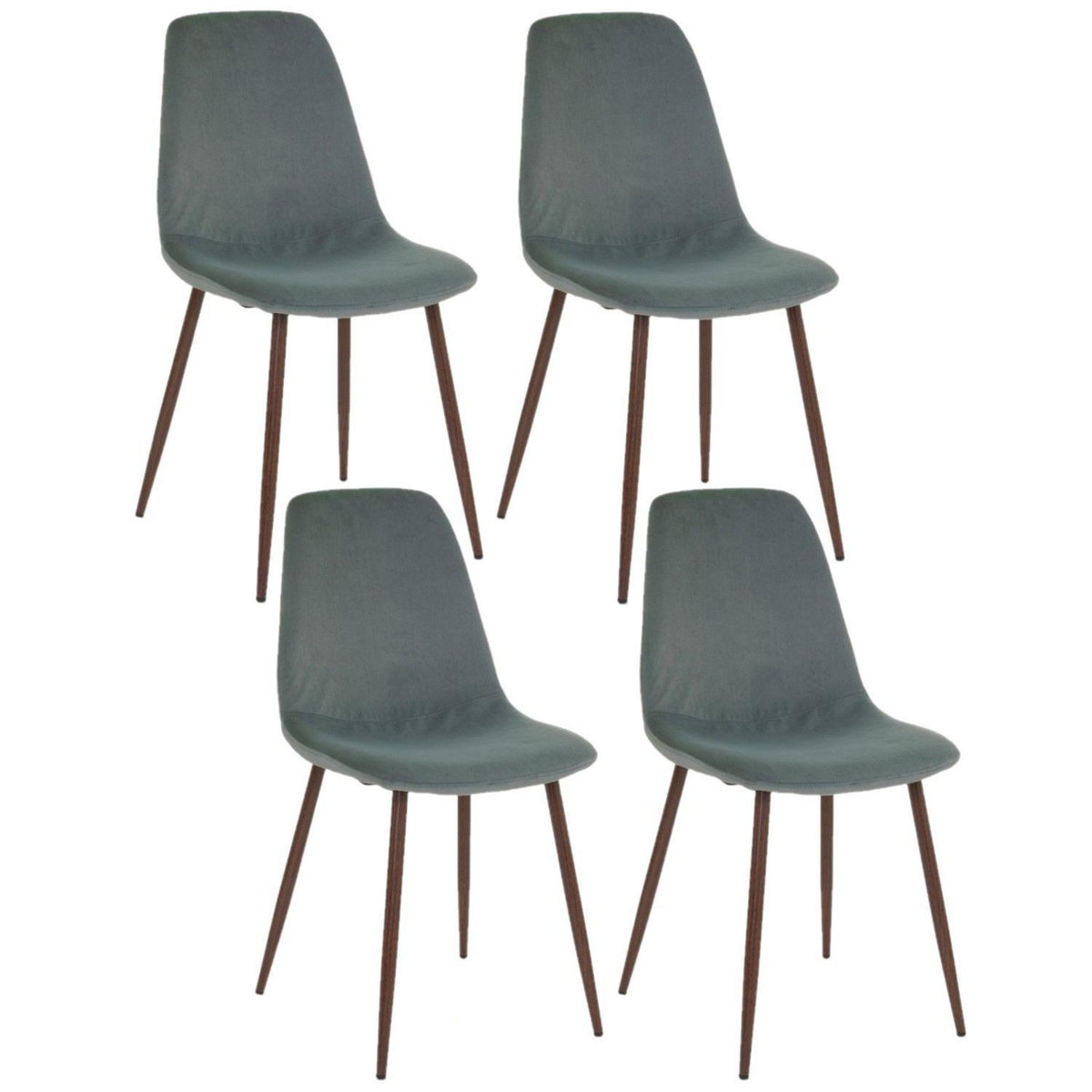 TOILINUX Lot de 4 Chaises confortables en polyester effet velours et pieds en fer