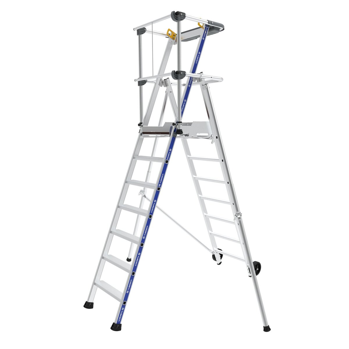 TUBESCA Plate-forme confort Sherpamatic fixe à 4 marches garde-corps à  lisses rigide