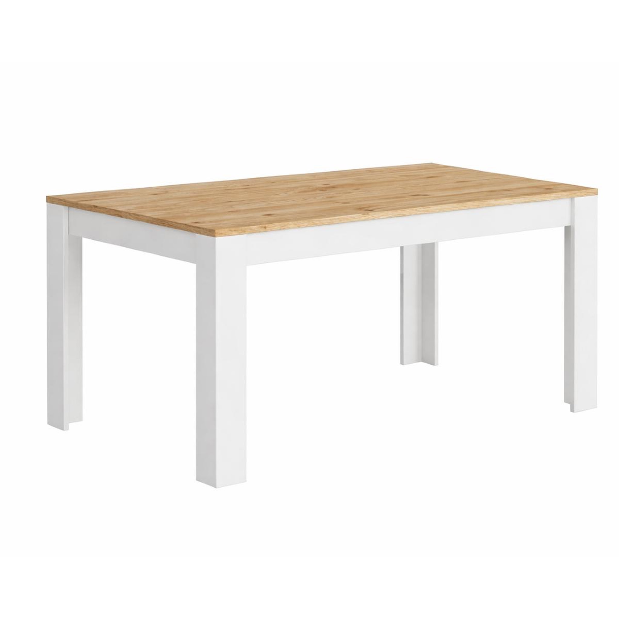 JLC KREATION Table à manger moderne laqué blanc et bois 180cm ARIA