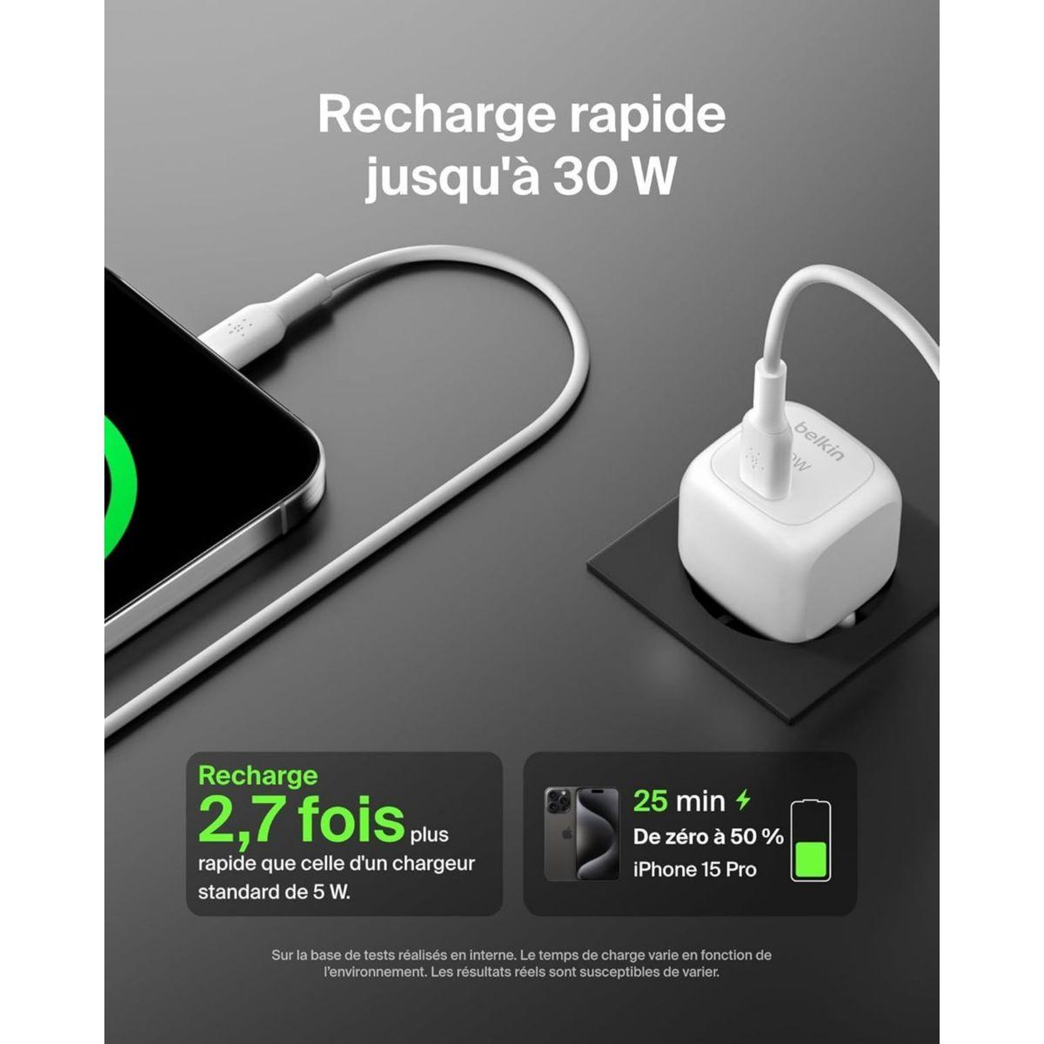 Voir la diapositive 4 : Belkin Chargeur 30w usb charge rapide pps blanc