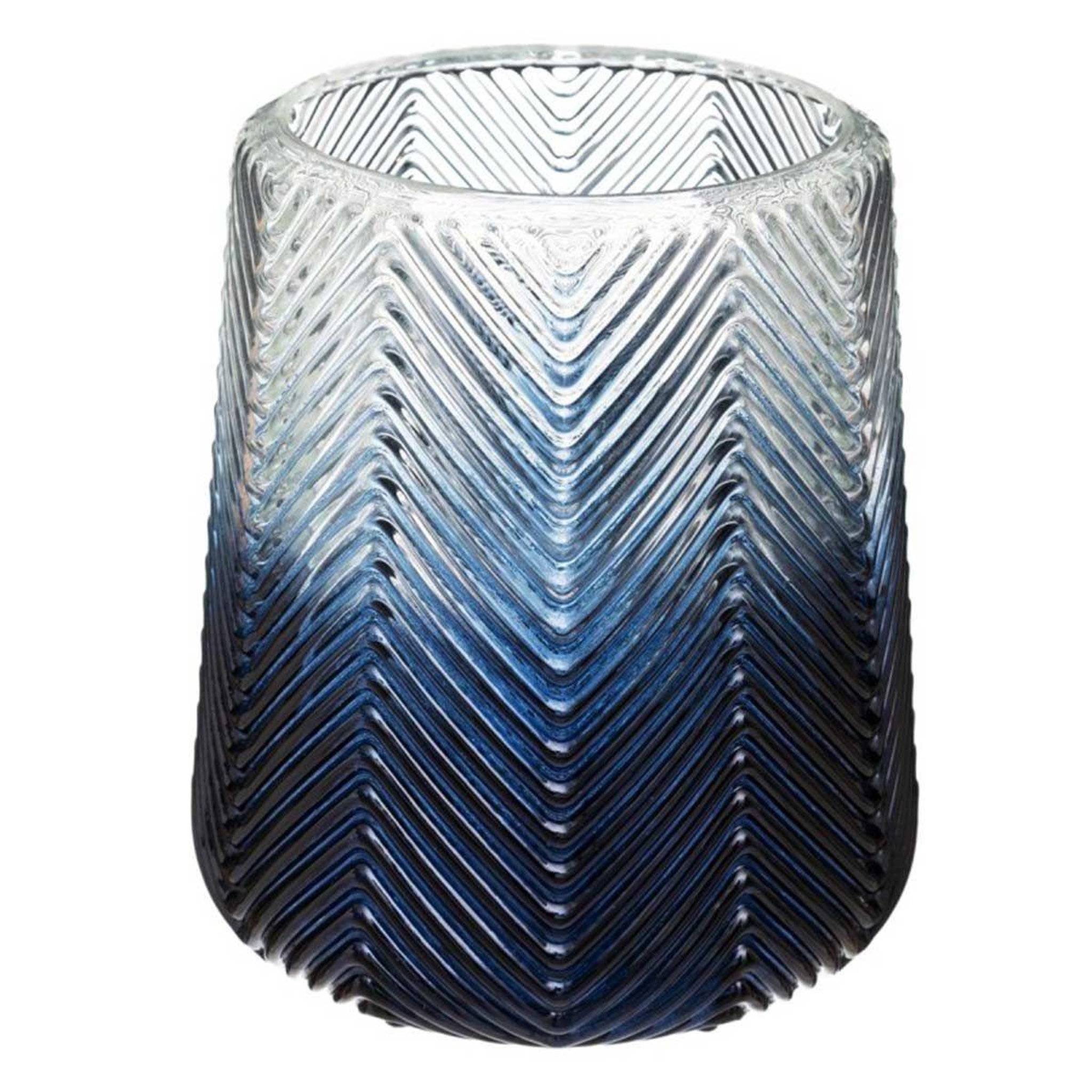 ATMOSPHERA Photophore design en verre  shade  13cm bleu