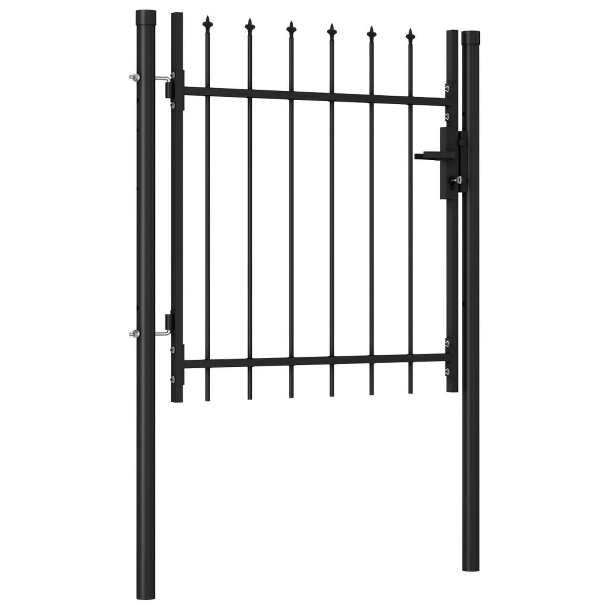 Voir la diapositive 2 : VIDAXL Portillon simple porte avec dessus a pointe Acier 1x1 m Noir