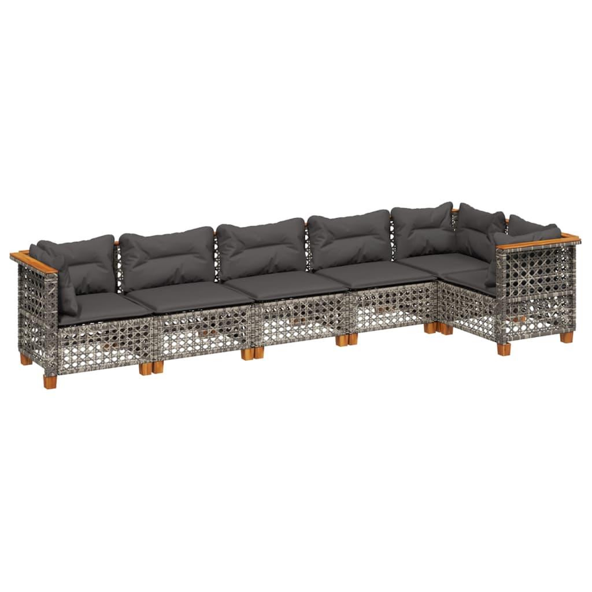 Voir la diapositive 2 : VIDAXL Salon de jardin 6 pcs avec coussins gris resine tressee