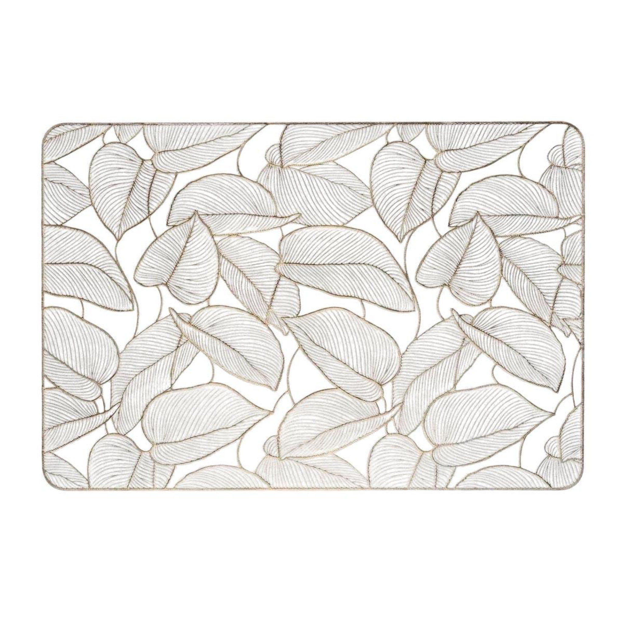 Douceur d'Intérieur Set de table métallisé  folis  30x45cm blanc & or