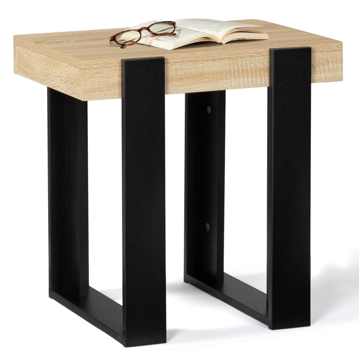 ID MARKET Lot de 2 tables de chevet PHOENIX tables d'appoint bois et noir