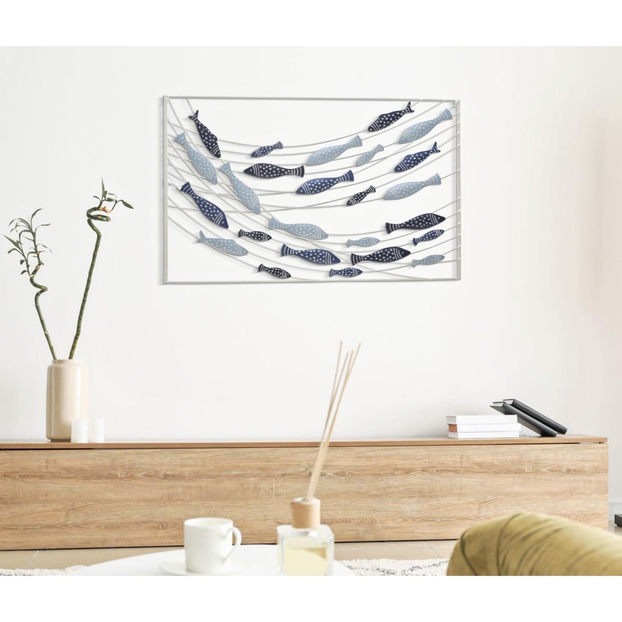 Voir la diapositive 5 : Paris Prix Décoration murale encadrée en métal  pesci  96cm multicolore