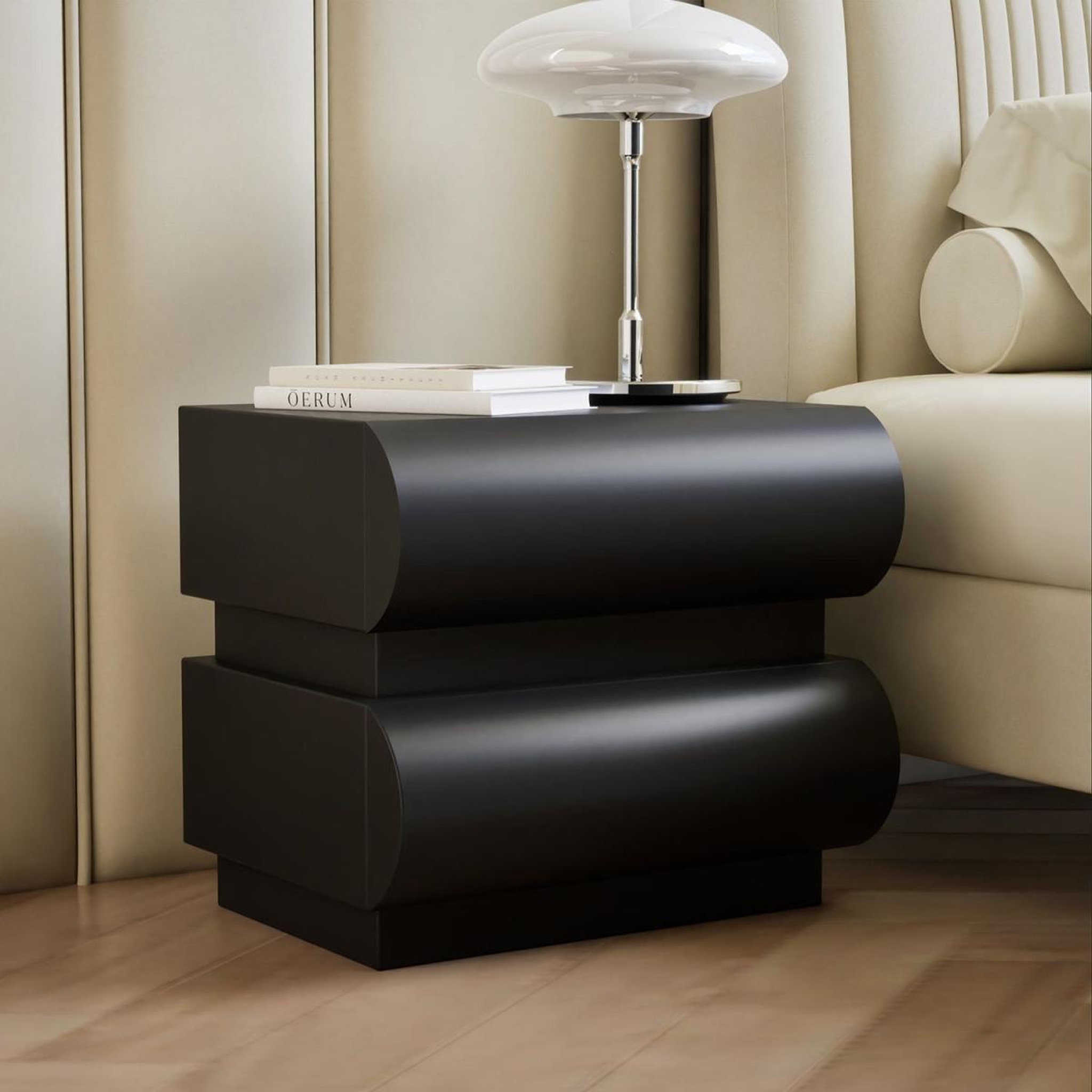 Voir la diapositive 5 : Paris Prix Table de chevet 2 tiroirs  sherazade  45cm noir