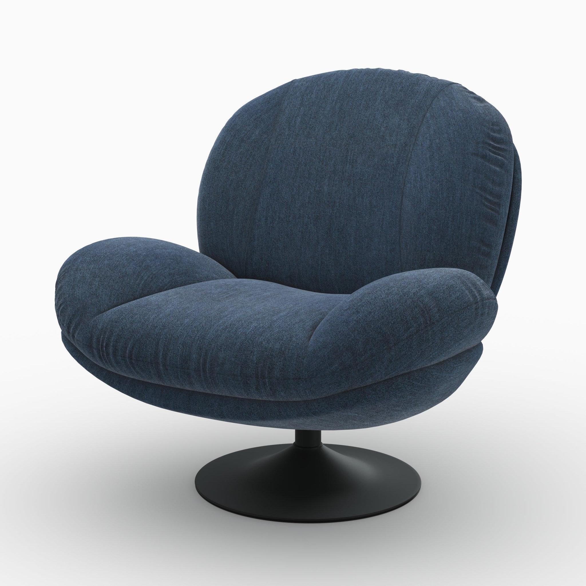 MAISON PAVANE Fauteuil pivotant en tissu effet velours bleu nuit-ricci