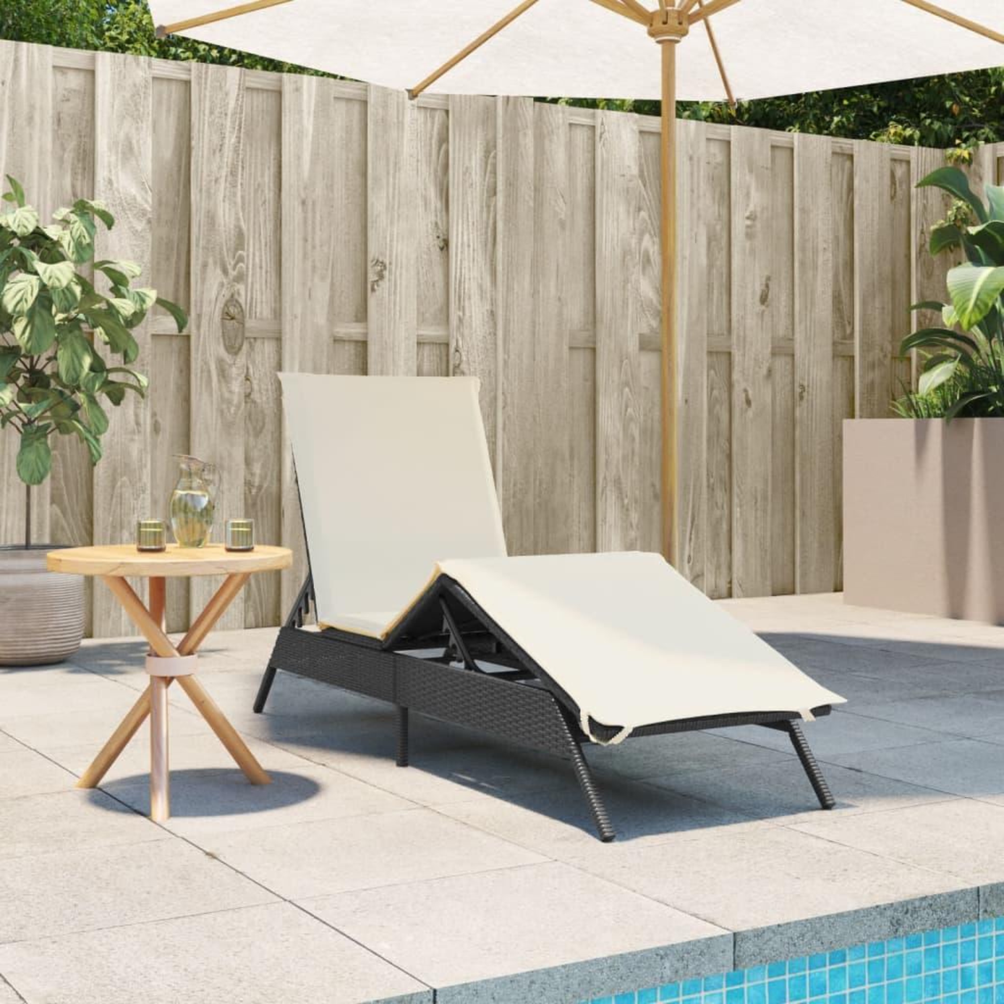 Voir la diapositive 3 : VIDAXL Chaise longue avec coussin noir resine tressee