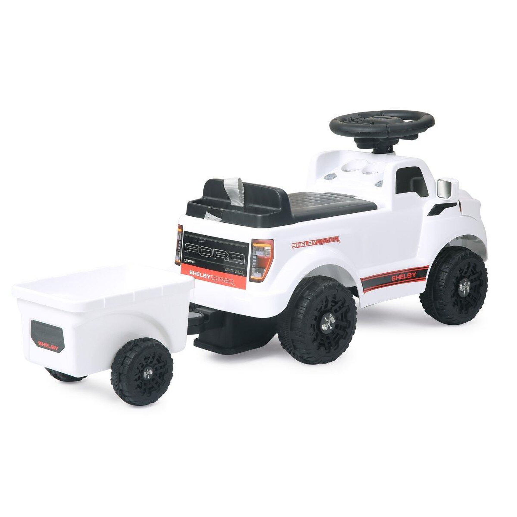 Voir la diapositive 2 : Jamara Porteur Ford F-150 Raptor blanc avec remorque