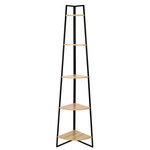 TOILINUX Etagère d'angle 5 niveaux en MDF et métal - Noir et beige