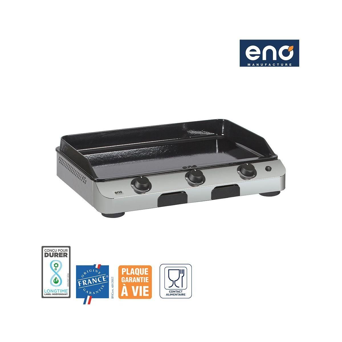 Eno Plancha gaz FUSION 75 cm Inox 3 brûleurs à poser, 70x40 cm