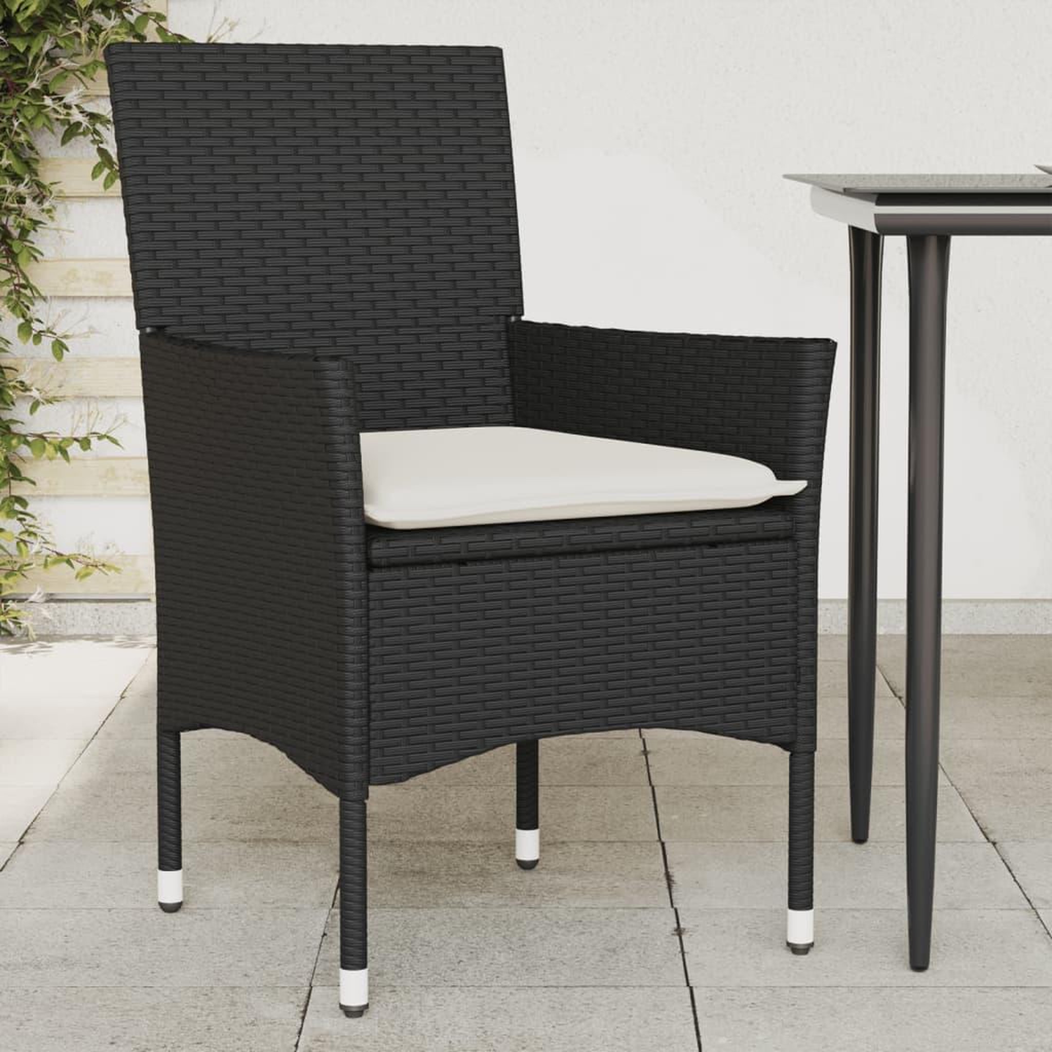 VIDAXL Chaises de jardin avec coussins lot de 2 noir resine tressee