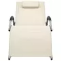 VIDAXL Chaise longue Textilene Creme et gris