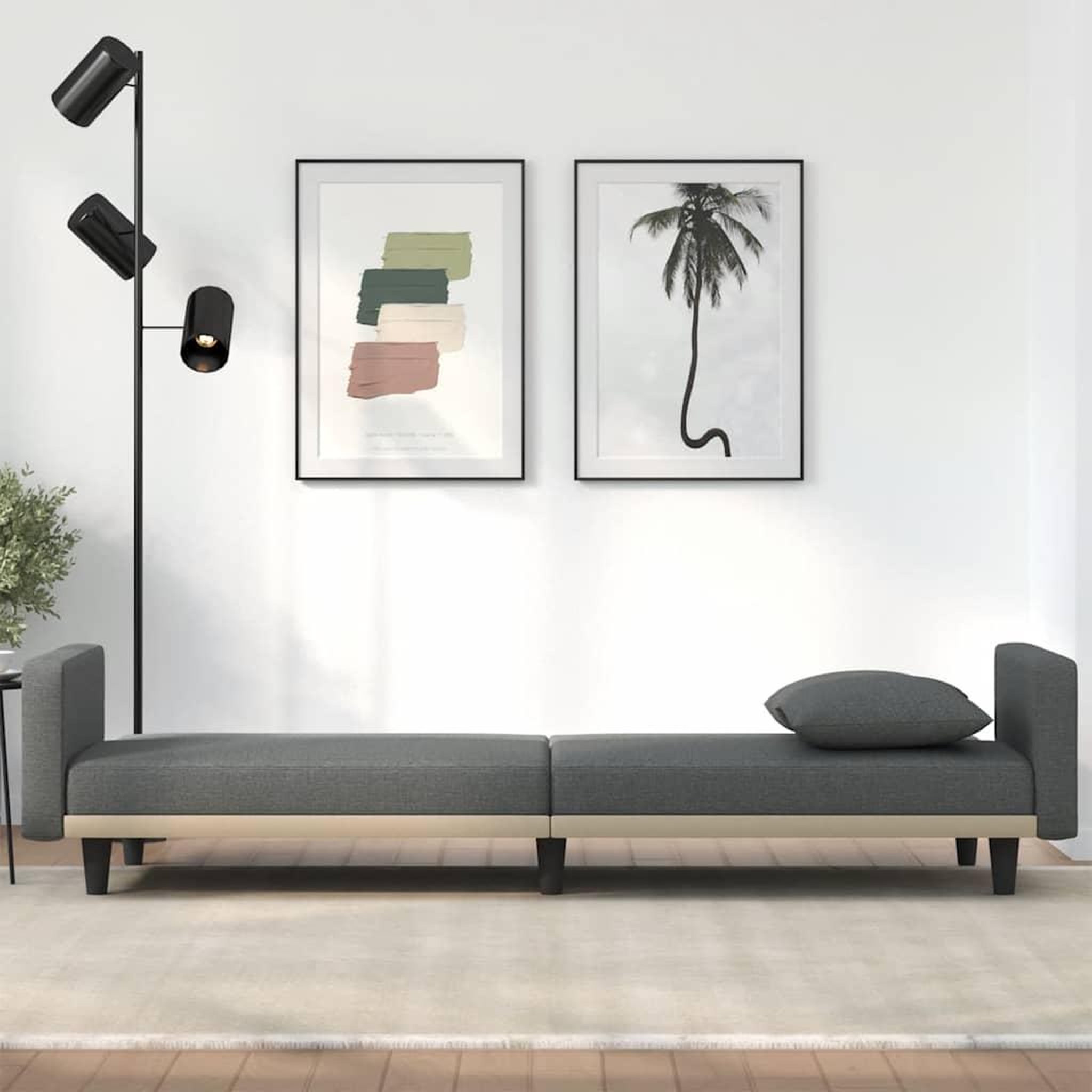 Voir la diapositive 3 : VIDAXL Canape-lit avec coussins gris fonce tissu