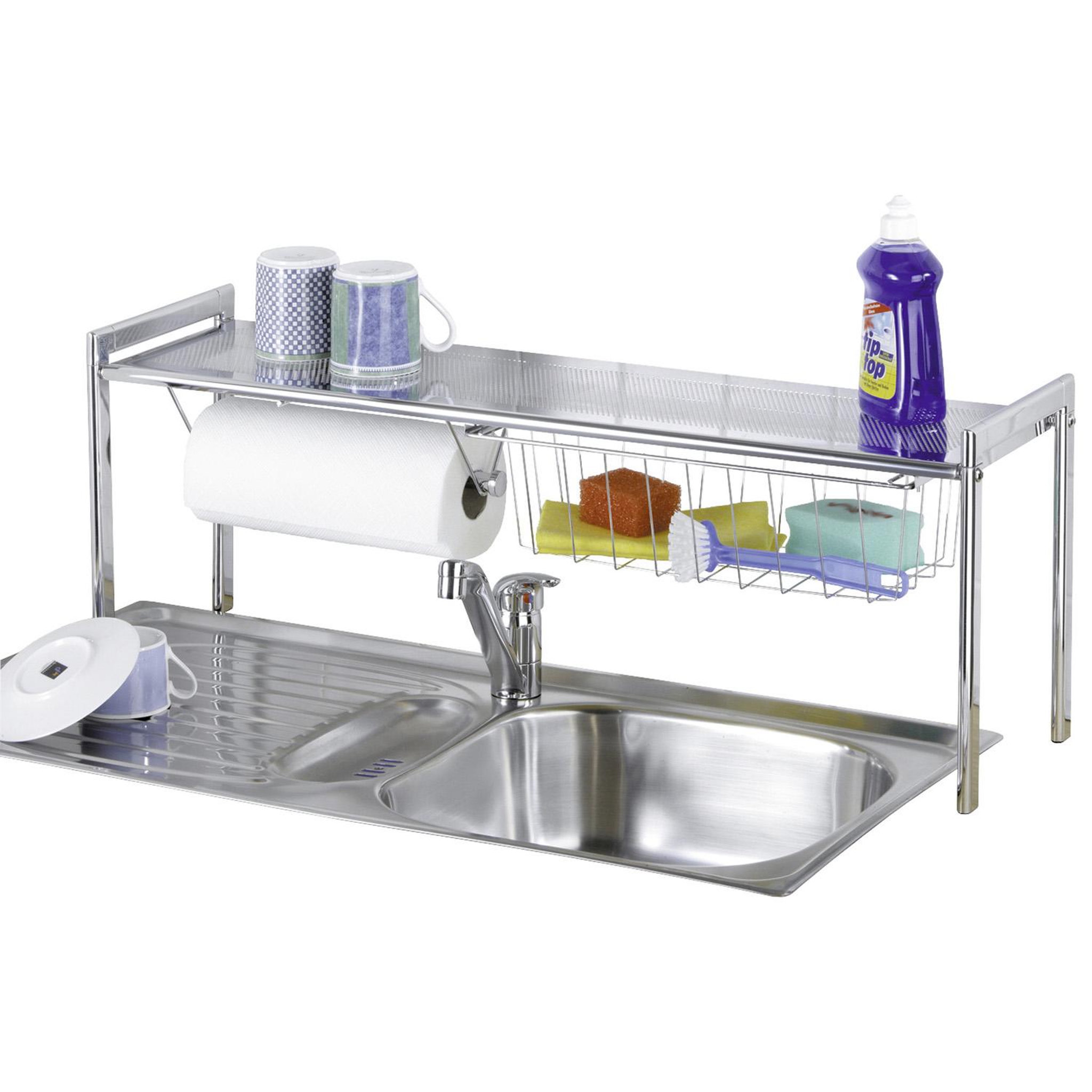 Voir la diapositive 3 : Wenko Etagère d'évier simple en métal chromé L.93cm - Argent