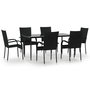 Voir la diapositive 2 : VIDAXL Ensemble a manger de jardin 7 pcs Noir Resine tressee