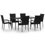 Voir la diapositive 2 : VIDAXL Ensemble a manger de jardin 7 pcs Noir Resine tressee