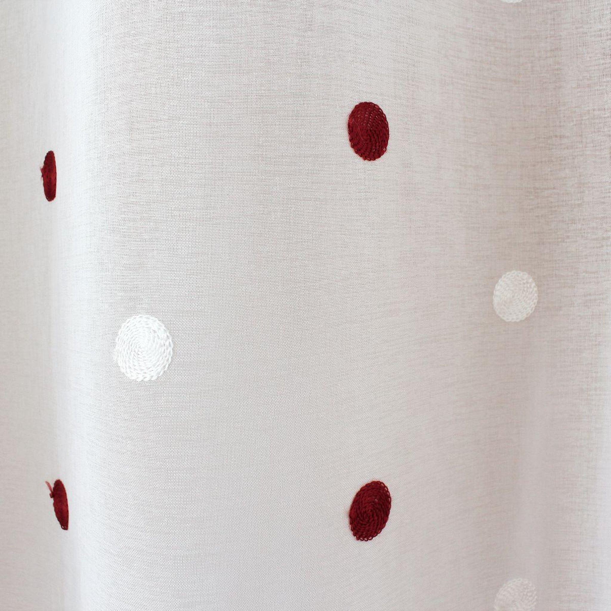 Voir la diapositive 3 : ENJOY HOME Rideau voilage avec œillets  smarties  140x240cm blanc & bordeaux