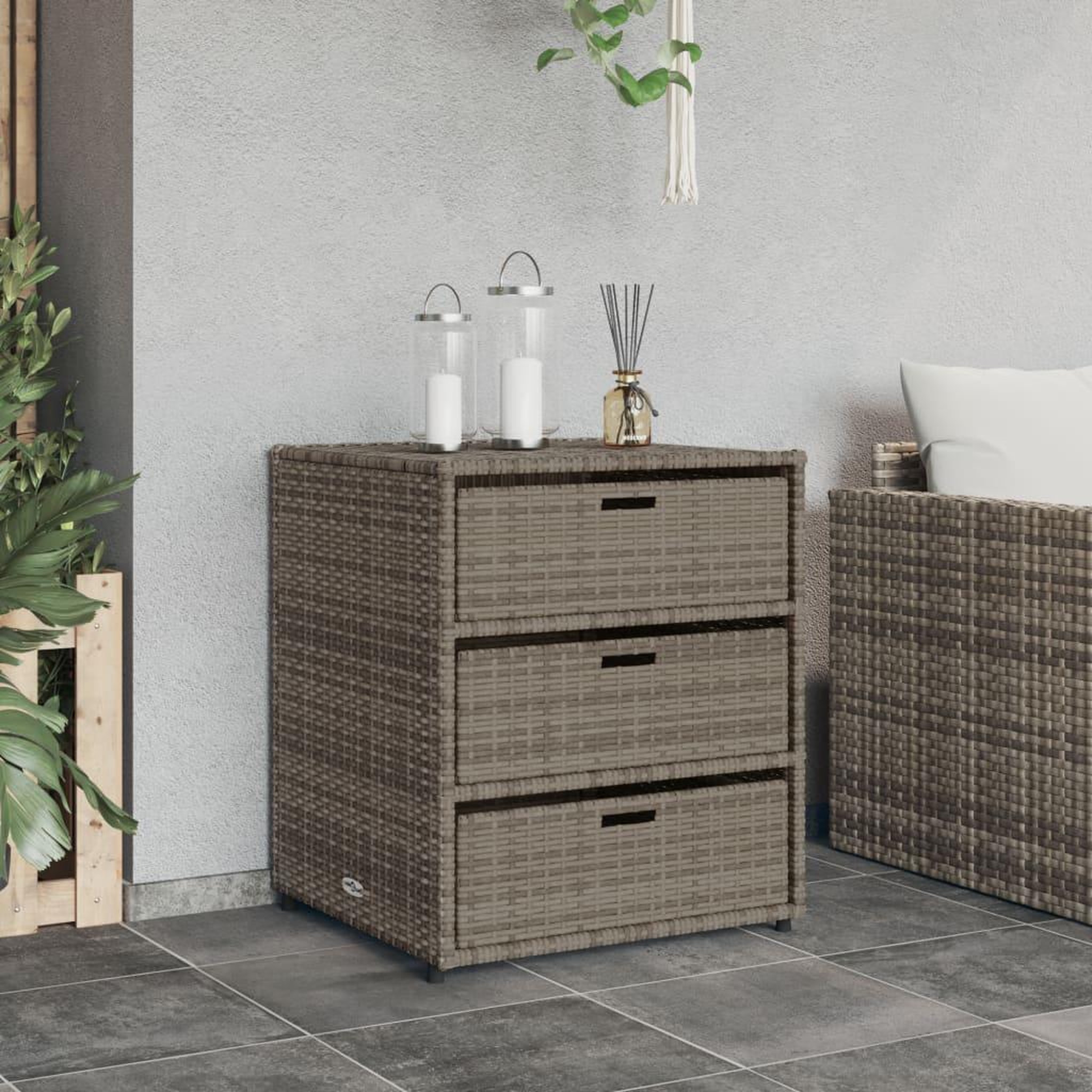 Voir la diapositive 3 : VIDAXL Armoire de rangement de jardin gris 55x59x69 cm resine tressee