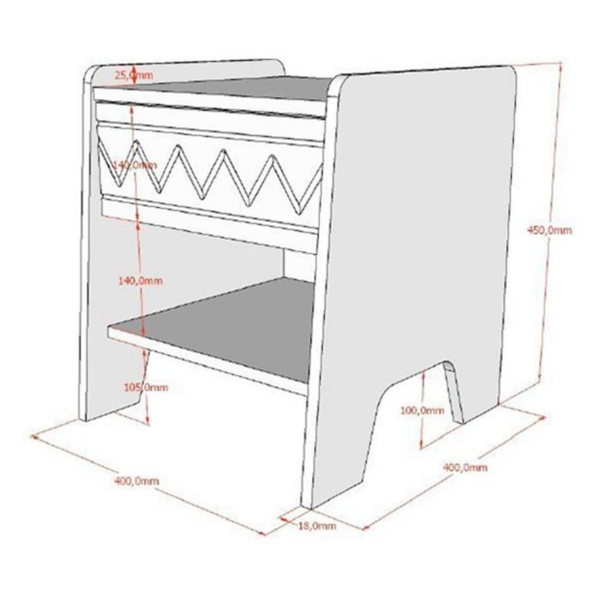 Paris Prix Table de Chevet Enfant  Wynnie  45cm Blanc
