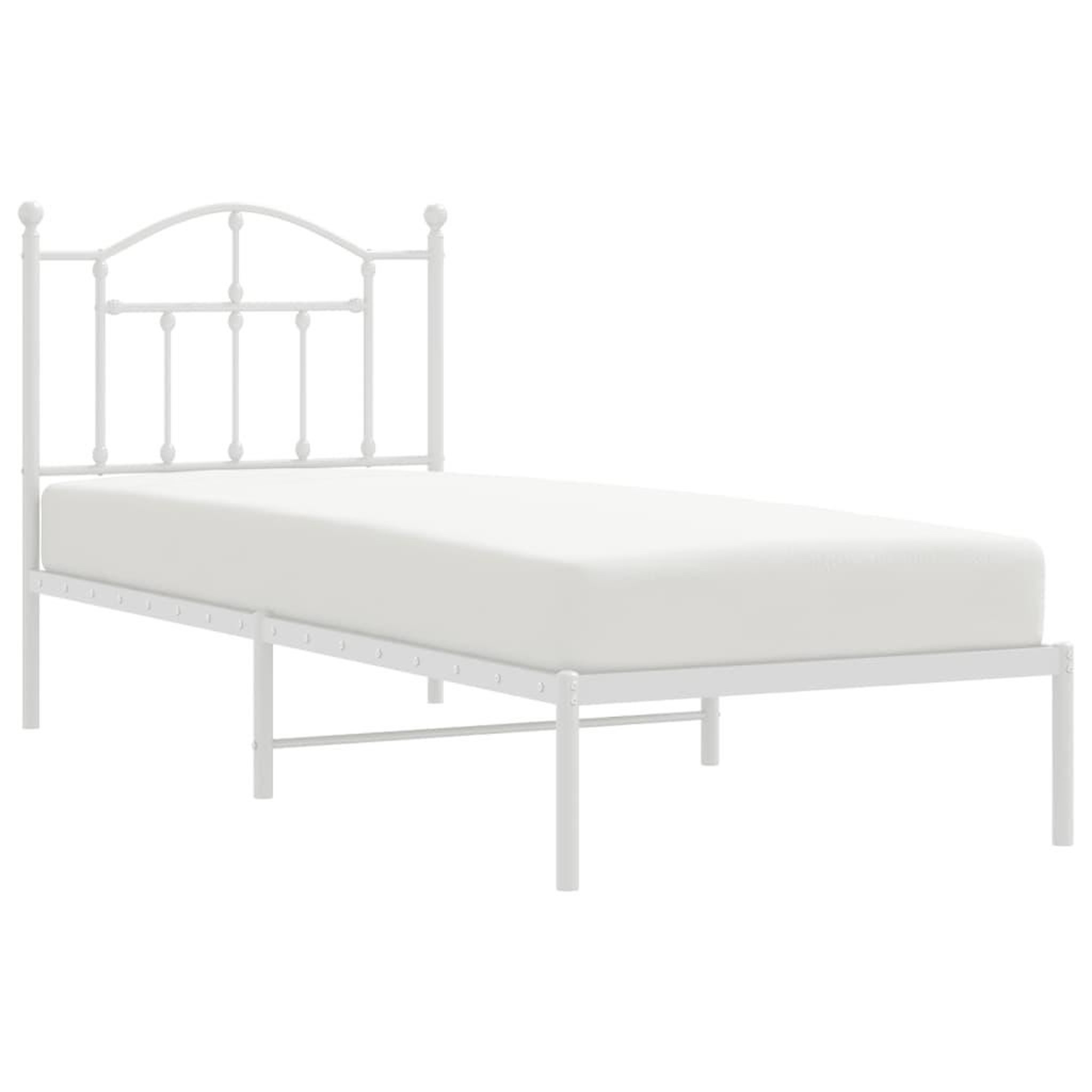 Voir la diapositive 4 : VIDAXL Cadre de lit metal sans matelas avec tete de lit blanc 90x190cm