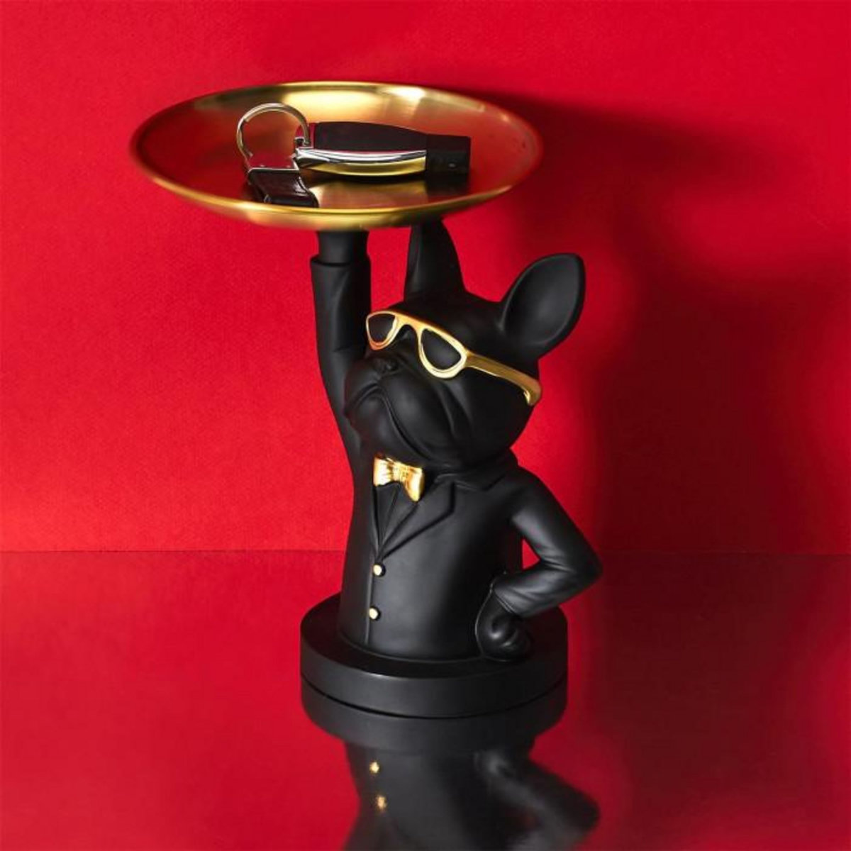 Paris Prix Statuette & Vide-Poche  Bulldog II  21cm Noir