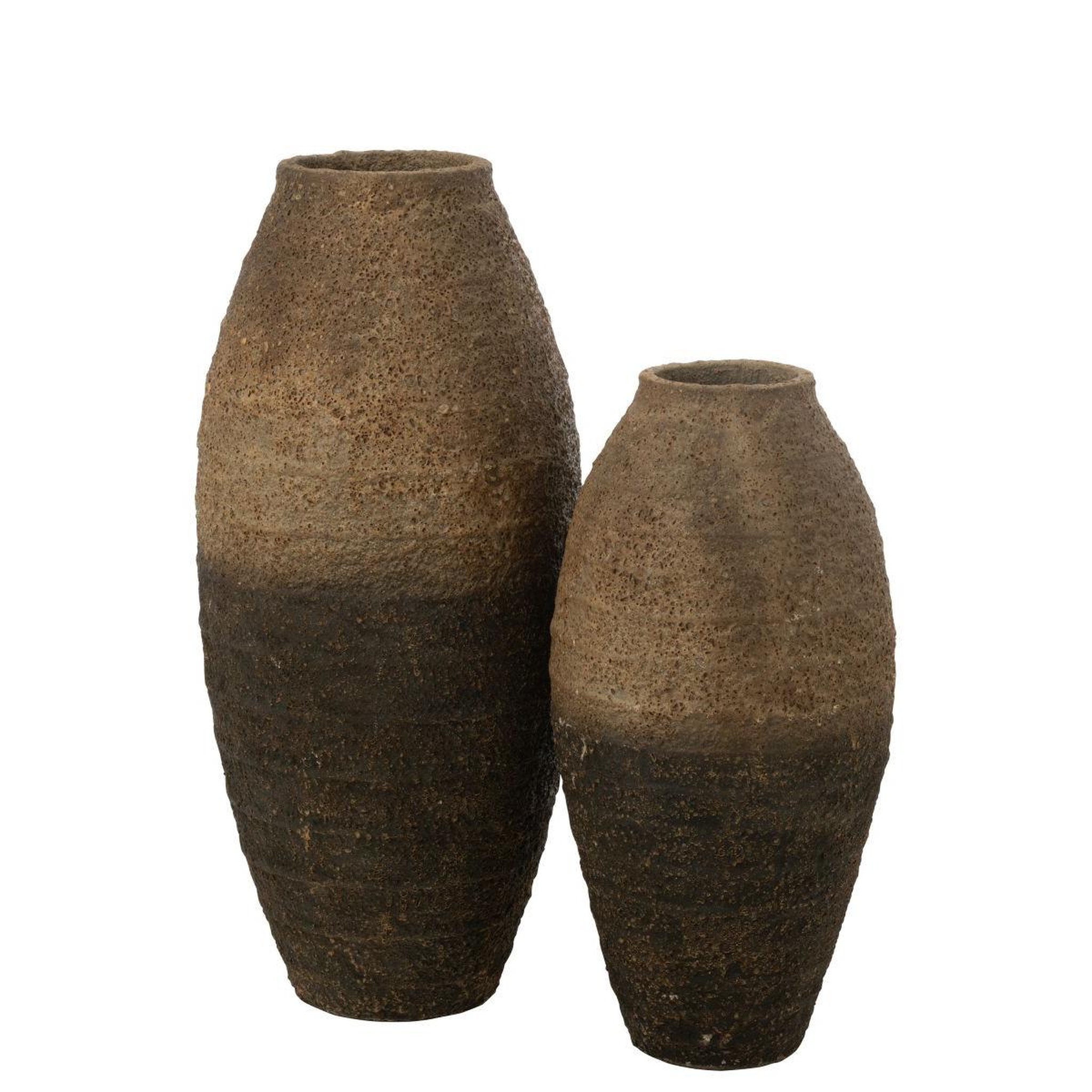 Voir la diapositive 2 : J-LINE Vase antique en ciment  mack  80cm marron & noir