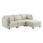 MERAX Canapé Angle Fixe Méridienne Réversible Lin. Coloris disponibles : Beige, Gris